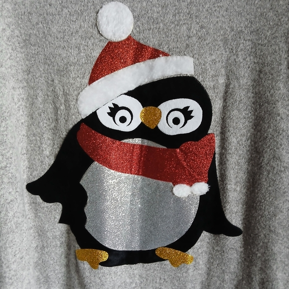 Thyme & Honey Gray Penguin Sweater Size Medium Christmas - Picture 3 of 10